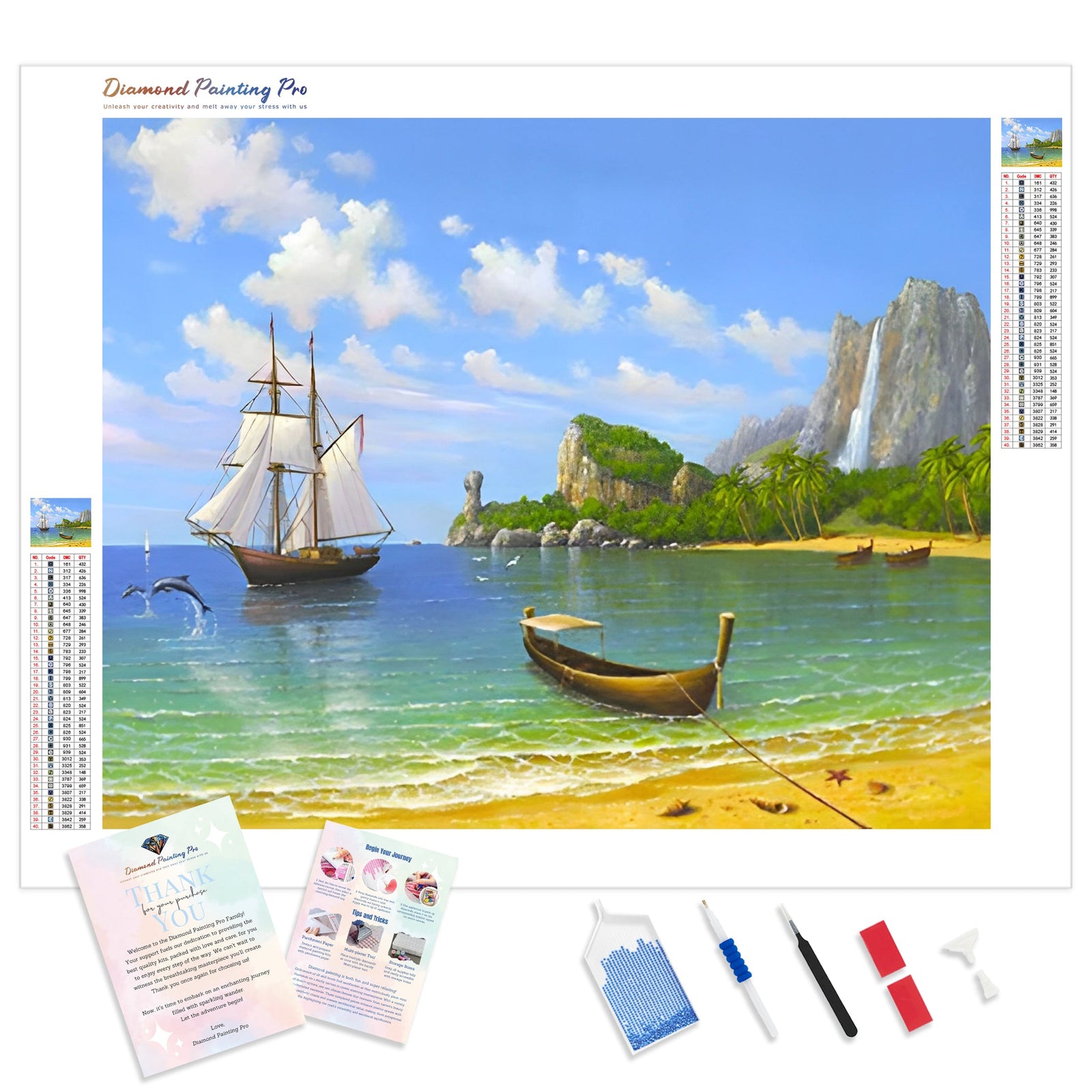 Seashore Boats | Diamond Painting Kit - Full Drill - Square or Round Diamonds with AB Drills Option