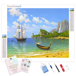 Seashore Boats | Diamond Painting