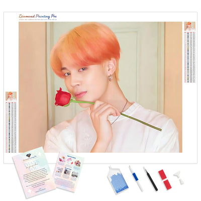 BTS Jimin and Rose | Diamond Painting Kit - Full Drill - Square or Round Diamonds with AB Drills Option