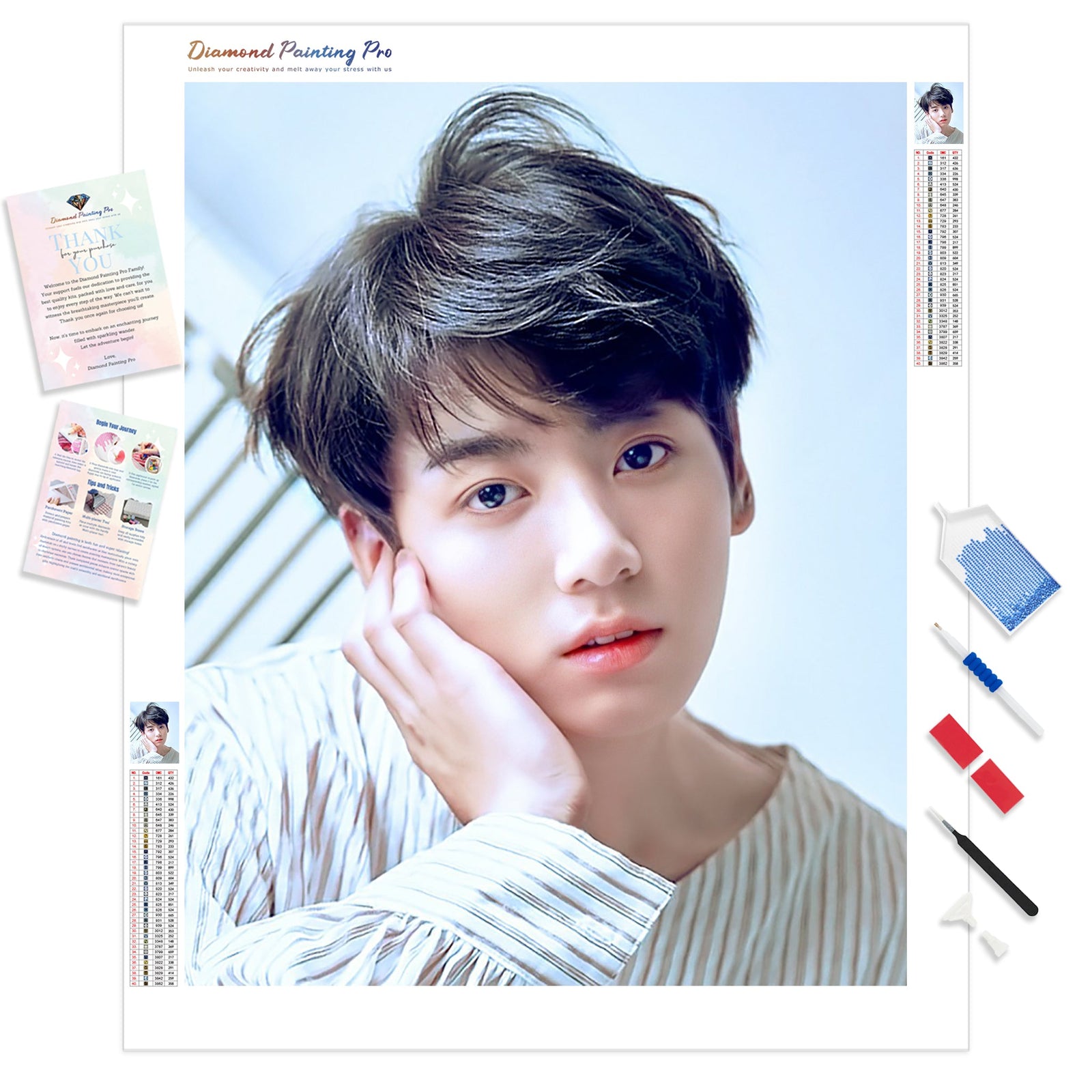 BTS Jungkook Cute | Diamond Painting Kit - Full Drill - Square or Round Diamonds with AB Drills Option