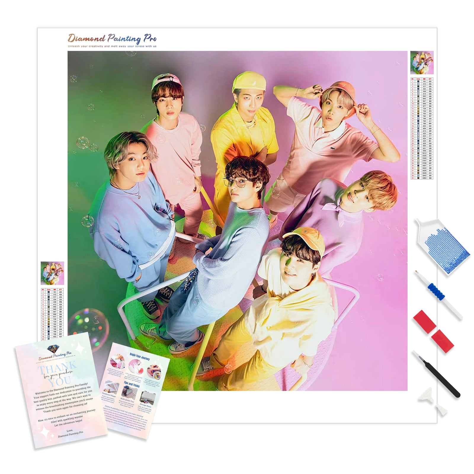 BTS Pop Color | Diamond Painting Kit - Full Drill - Square or Round Diamonds with AB Drills Option