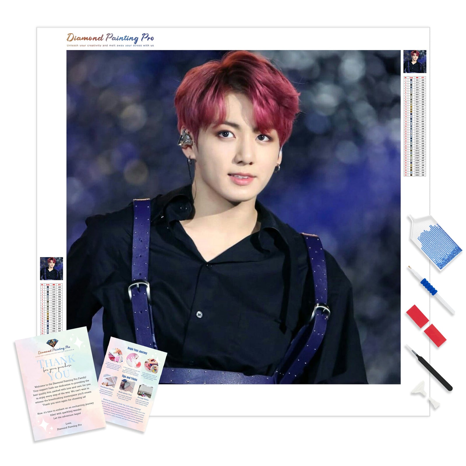 Jungkook Red Hair | Diamond Painting Kit - Full Drill - Square or Round Diamonds with AB Drills Option