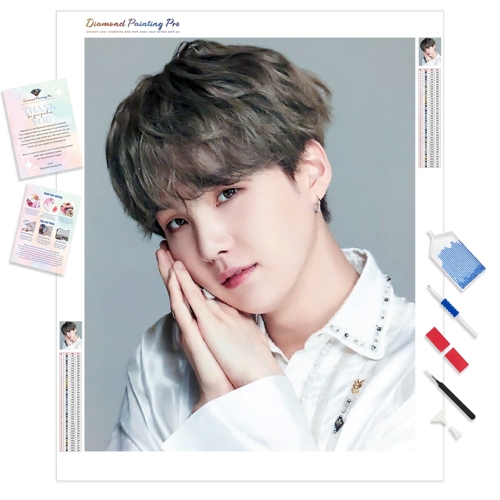 Min yoongi BTS Close-up | Diamond Painting Kit - Full Drill - Square or Round Diamonds with AB Drills Option