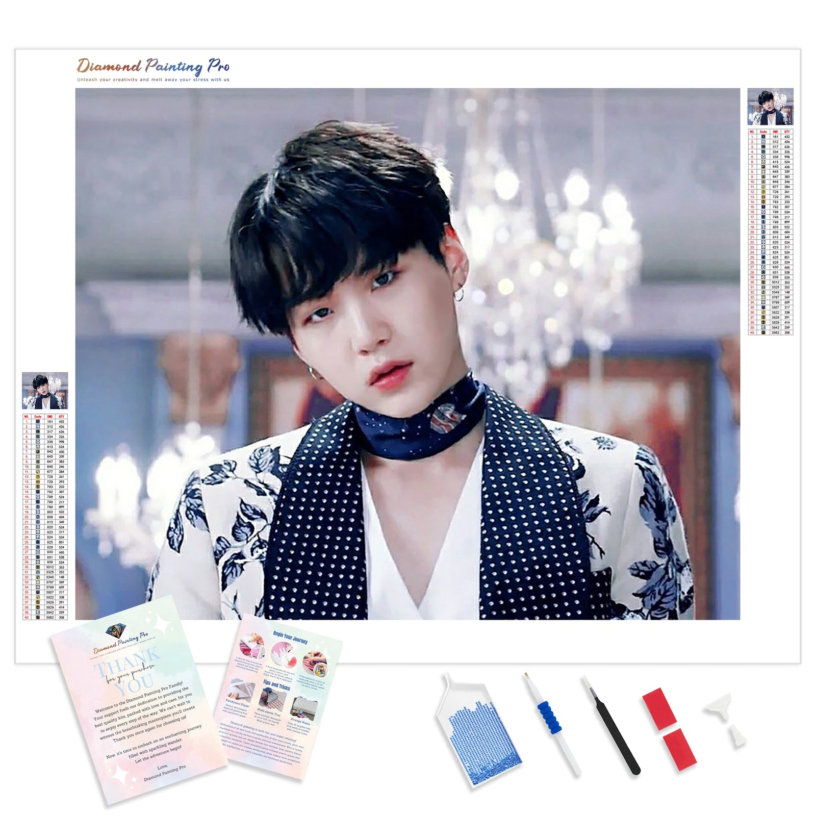 Min Yoongi BTS | Diamond Painting Kit - Full Drill - Square or Round Diamonds with AB Drills Option