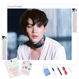 Min yoongi BTS in White | Diamond Painting