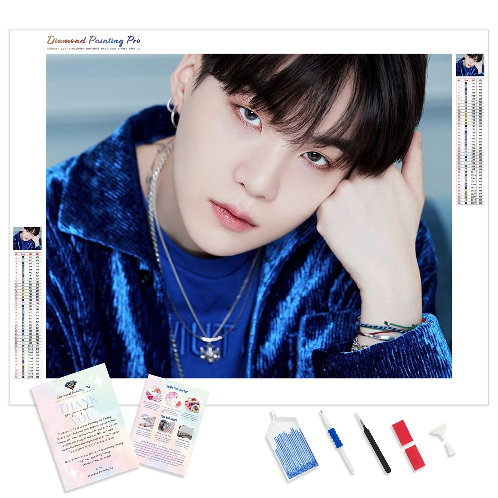 Yoongi BTS | Diamond Painting Kit - Full Drill - Square or Round Diamonds with AB Drills Option