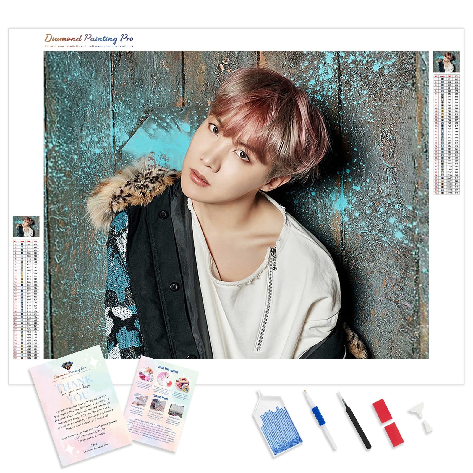 BTS J Hope Portrait | Diamond Painting Kit - Full Drill - Square or Round Diamonds with AB Drills Option