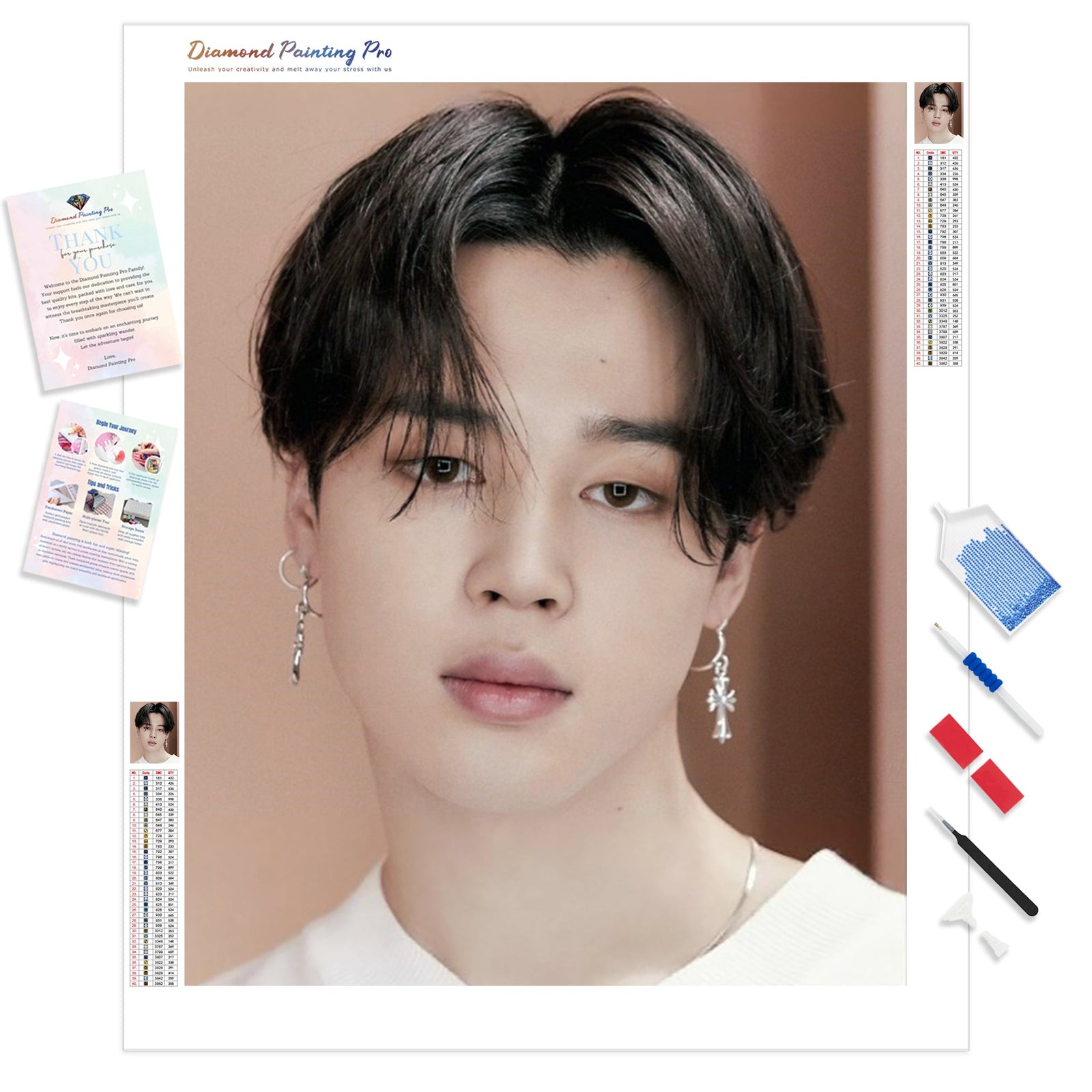 BTS Jimin Close-up | Diamond Painting Kit - Full Drill - Square or Round Diamonds with AB Drills Option