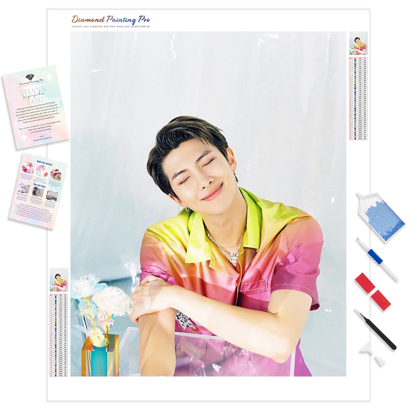 BTS RM | Diamond Painting Kit - Full Drill - Square or Round Diamonds with AB Drills Option