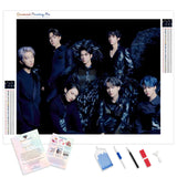 BTS in Black | Diamond Painting Kit - Full Drill - Square or Round Diamonds with AB Drills Option