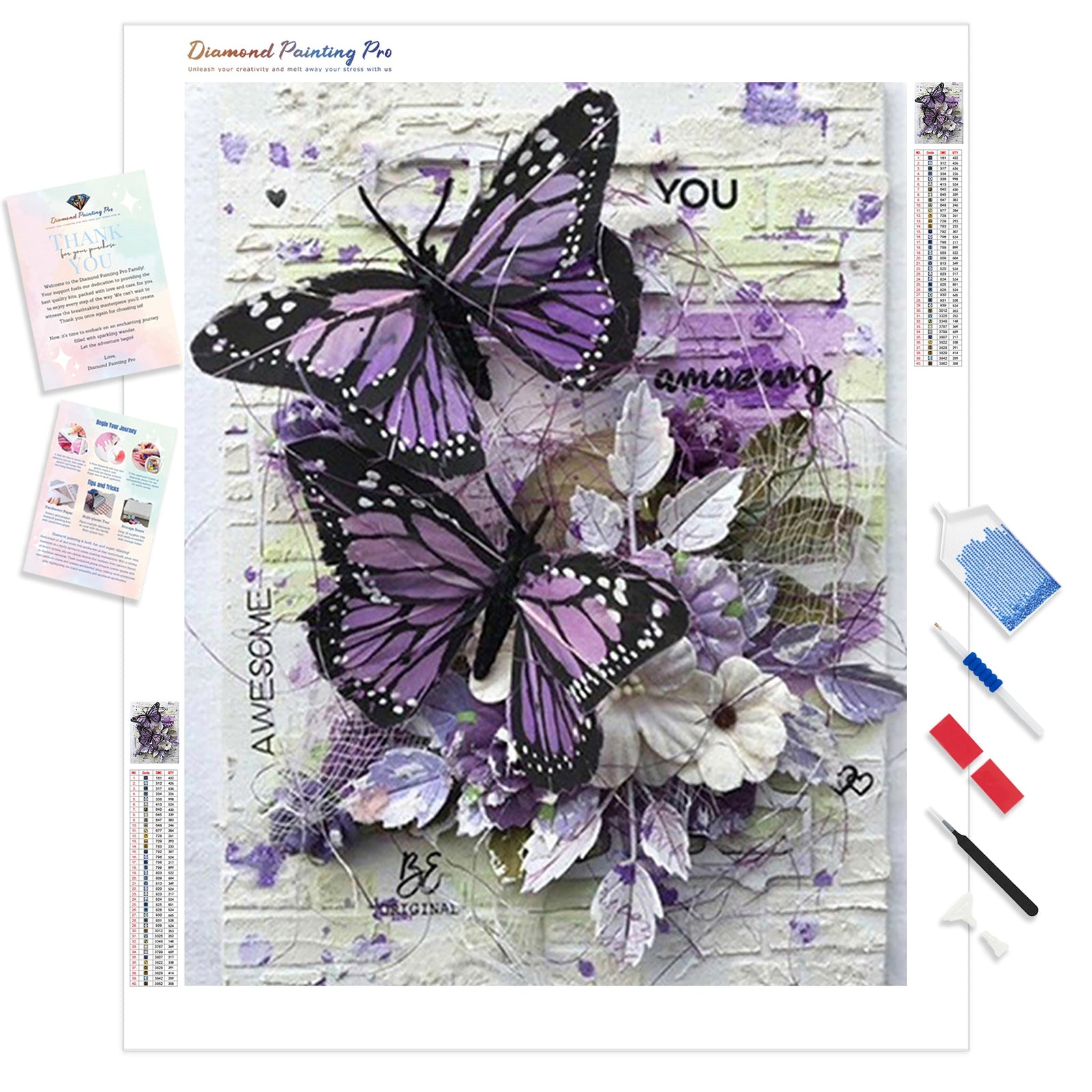 Butterflies | Diamond Painting Kit - Full Drill - Square or Round Diamonds with AB Drills Option