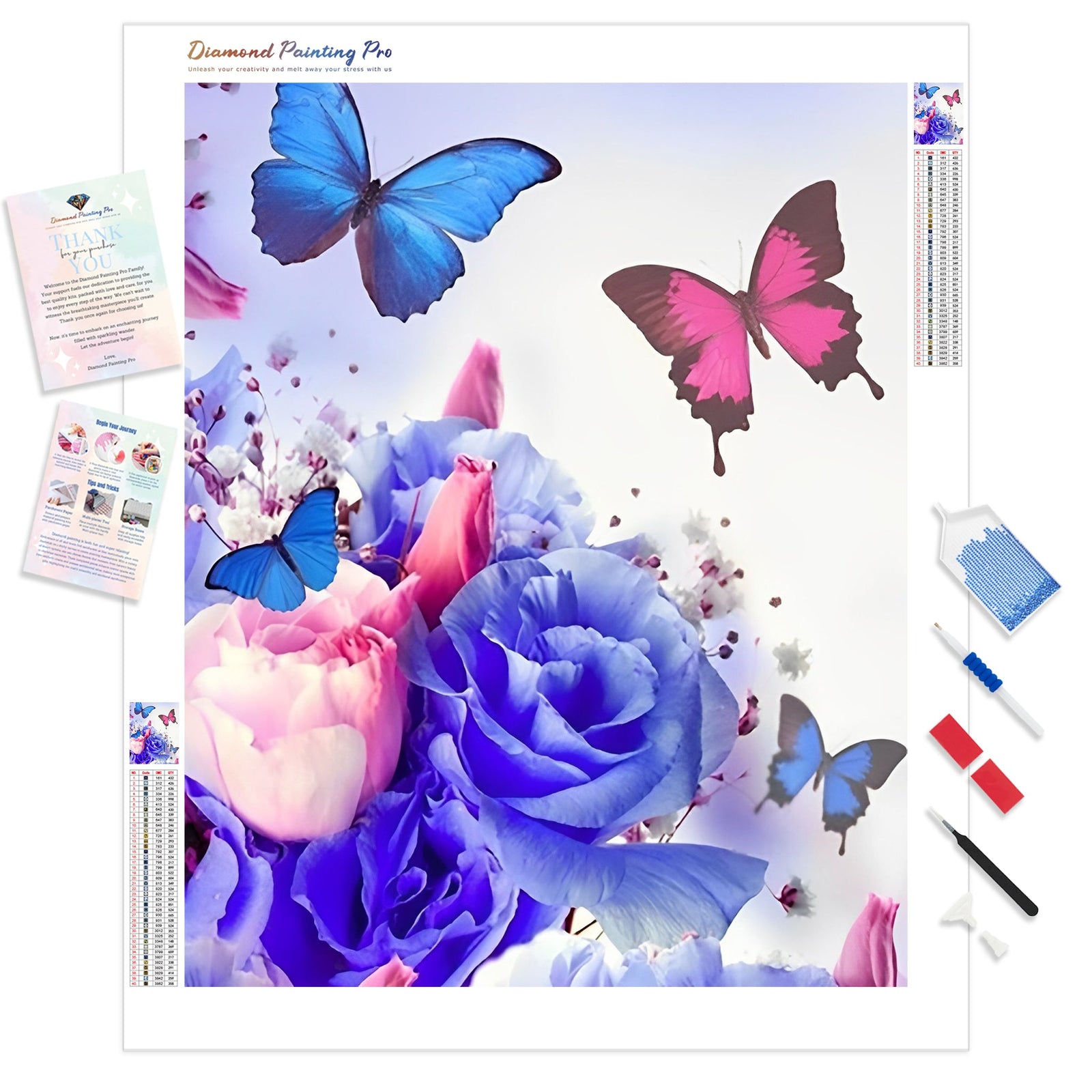 Butterflies Among Roses | Diamond Painting Kit - Full Drill - Square or Round Diamonds with AB Drills Option