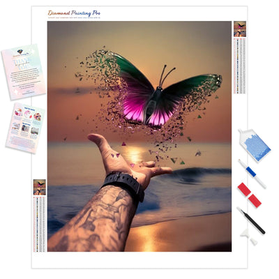 Butterfly Pixels | Diamond Painting Kit - Full Drill - Square or Round Diamonds with AB Drills Option