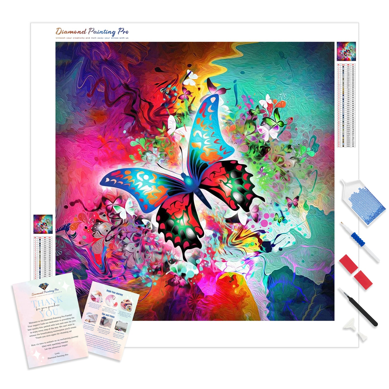 Psychedelic Butterflies | Diamond Painting Kit - Full Drill - Square or Round Diamonds with AB Drills Option