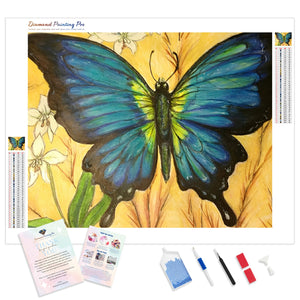 Blue Butterfly and Iris | Diamond Painting