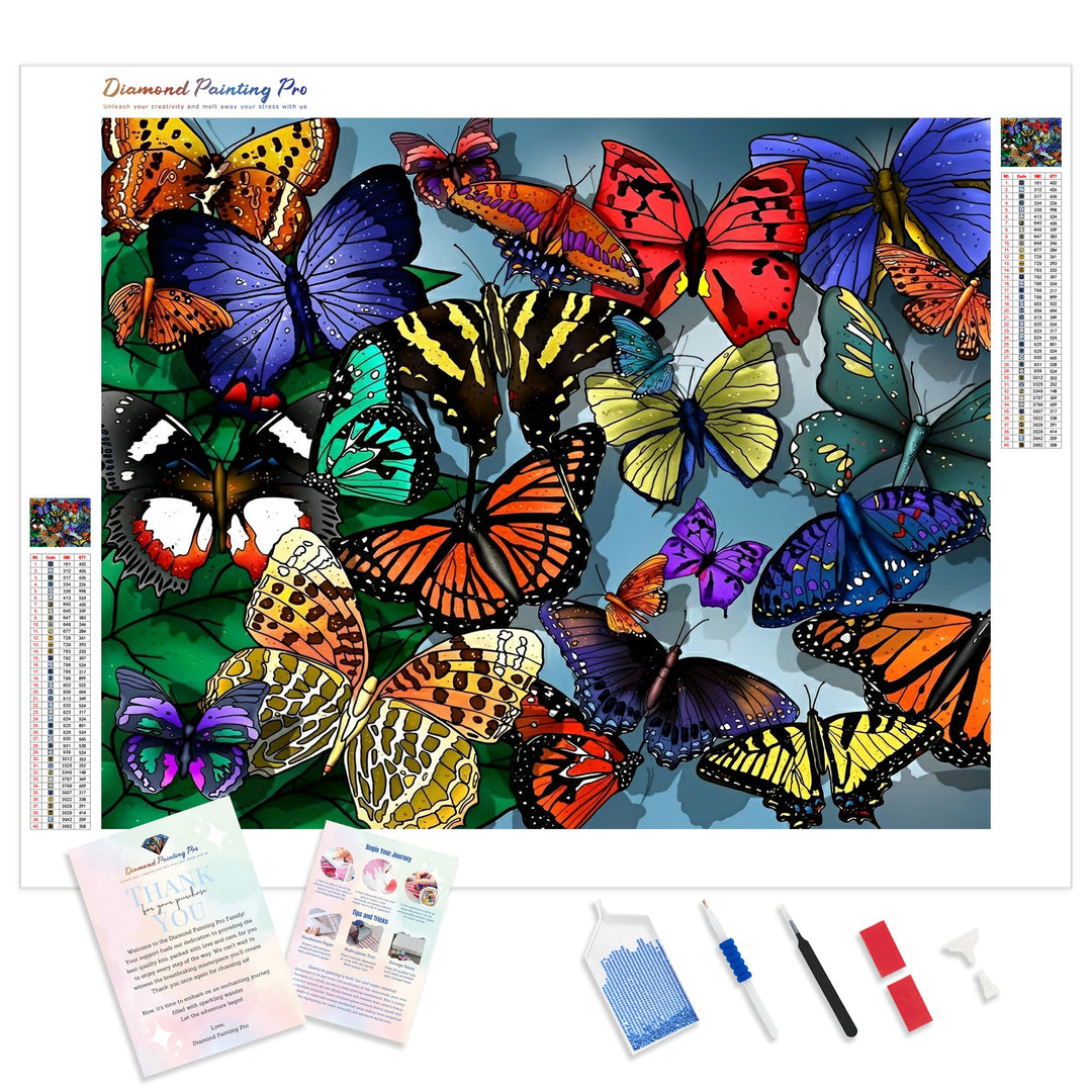 Colorful Butterflies | Diamond Painting Kit - Full Drill - Square or Round Diamonds with AB Drills Option