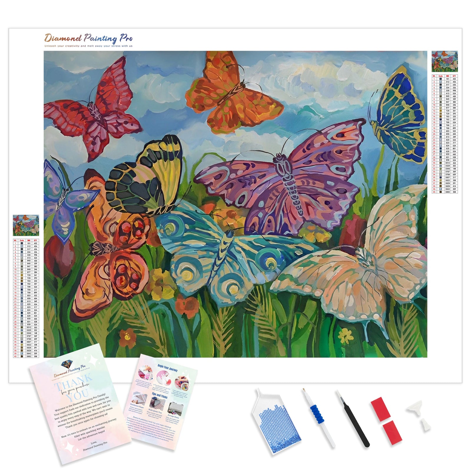 Butterflies in Flight | Diamond Painting Kit - Full Drill - Square or Round Diamonds with AB Drills Option