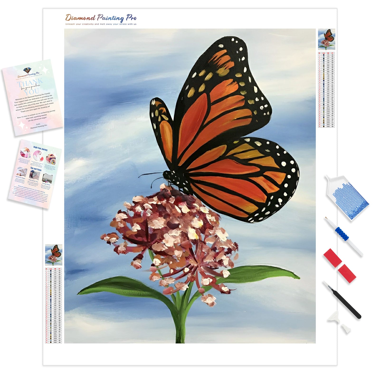 Monarch Butterfly Serenade | Diamond Painting Kit - Full Drill - Square or Round Diamonds with AB Drills Option