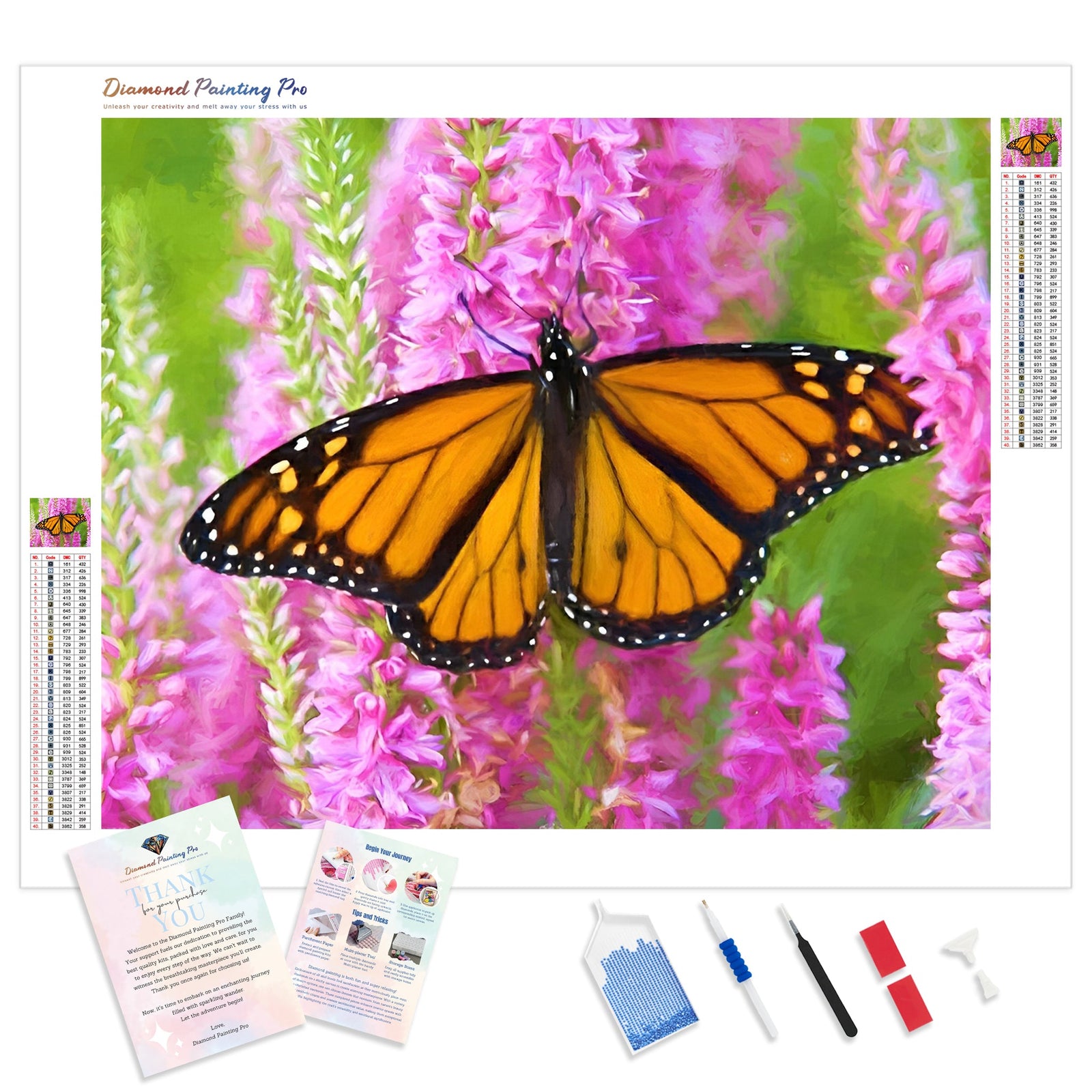 Golden Wings in Blooms | Diamond Painting Kit - Full Drill - Square or Round Diamonds with AB Drills Option