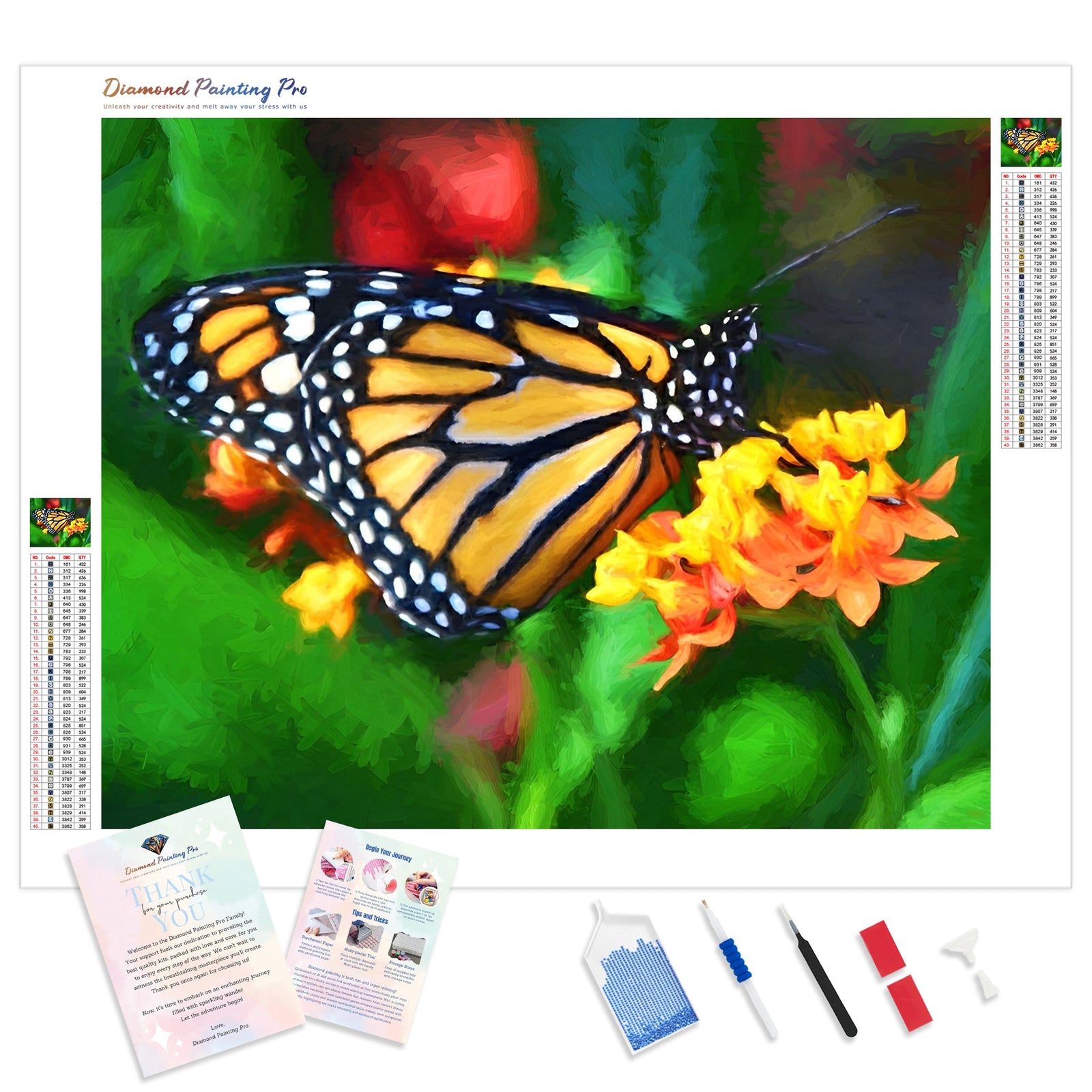 Monarch Butterfly Beauty | Diamond Painting Kit - Full Drill - Square or Round Diamonds with AB Drills Option