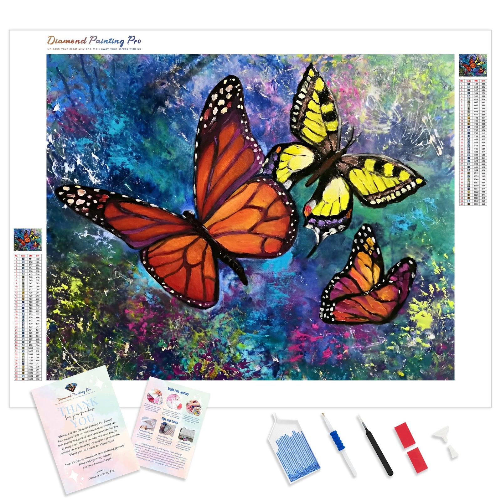 Spring Butterflies | Diamond Painting Kit - Full Drill - Square or Round Diamonds with AB Drills Option