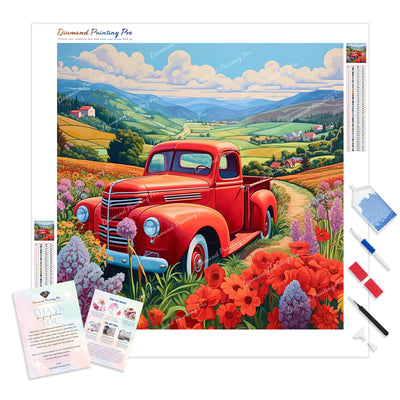 Tranquil Red Truck Retreat | Diamond Painting