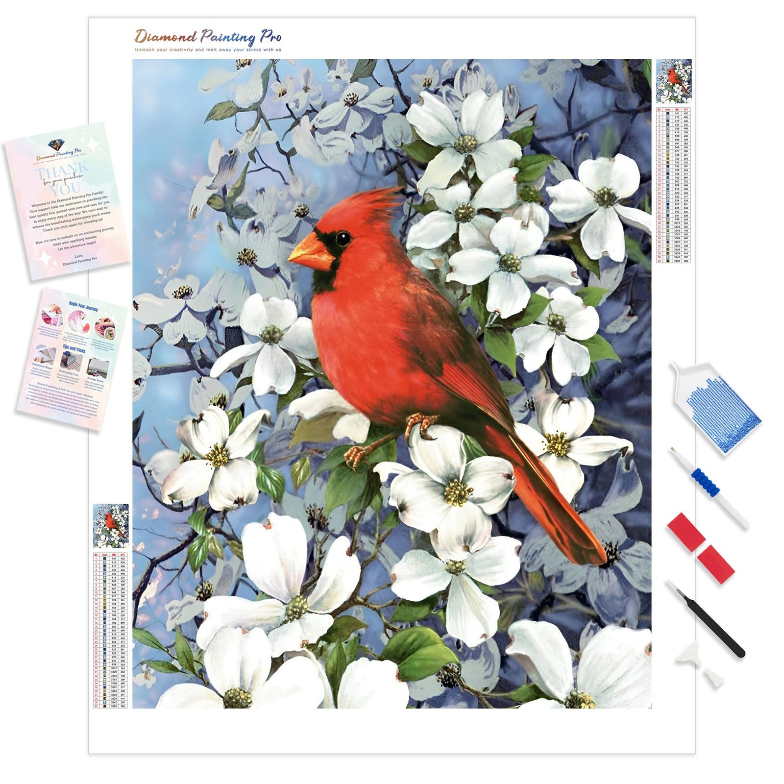 Cardinal birds | Diamond Painting Kit - Full Drill - Square or Round Diamonds with AB Drills Option