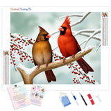 Cardinals on the Trunk | Diamond Painting Kit - Full Drill - Square or Round Diamonds with AB Drills Option