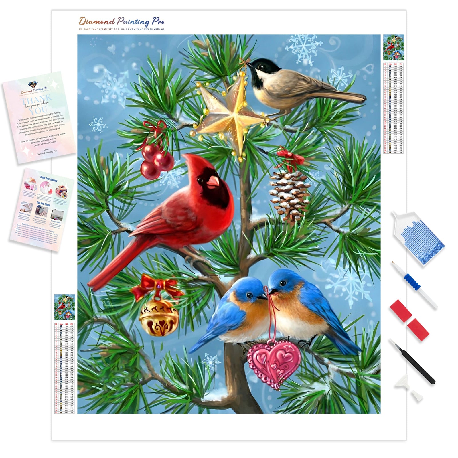 Cardinal and Birdies | Diamond Painting Kit - Full Drill - Square or Round Diamonds with AB Drills Option