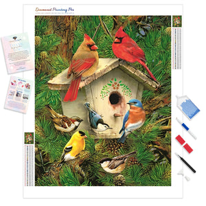 Cardinal Bird Birdhouse | Diamond Painting