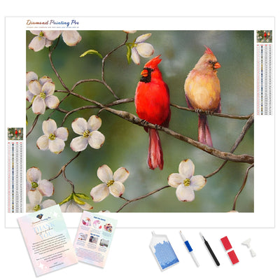 Cardinal Bird Fly | Diamond Painting Kit - Full Drill - Square or Round Diamonds with AB Drills Option