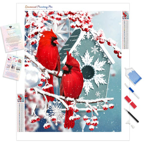 Cardinal Couple In Christmas Day | Diamond Painting