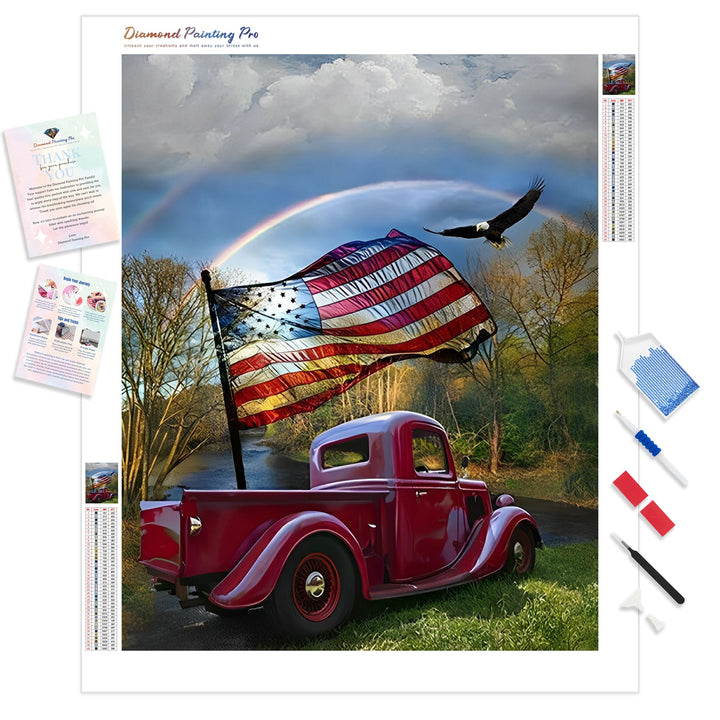 America Flag Car | Diamond Painting
