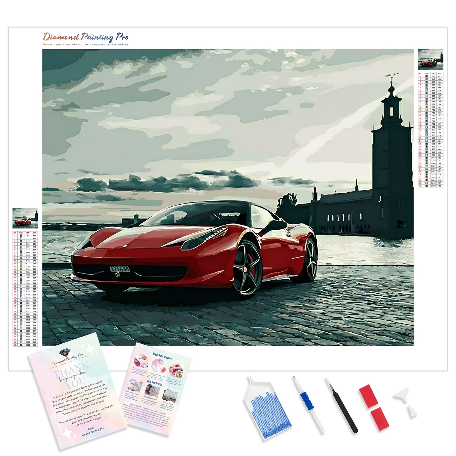 Car Landscape | Diamond Painting Kit - Full Drill - Square or Round Diamonds with AB Drills Option