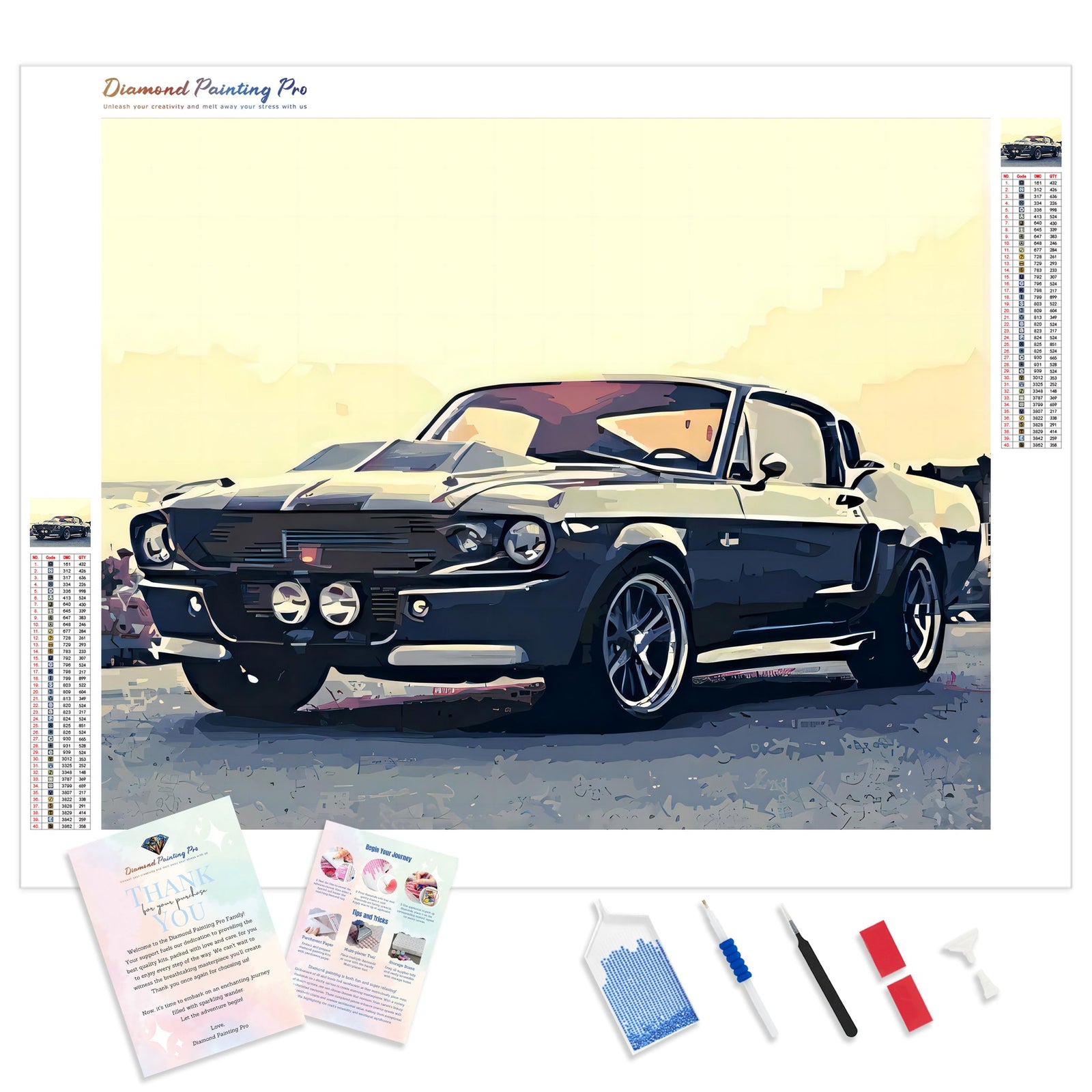 Ford Mustang Shelby | Diamond Painting Kit - Full Drill - Square or Round Diamonds with AB Drills Option