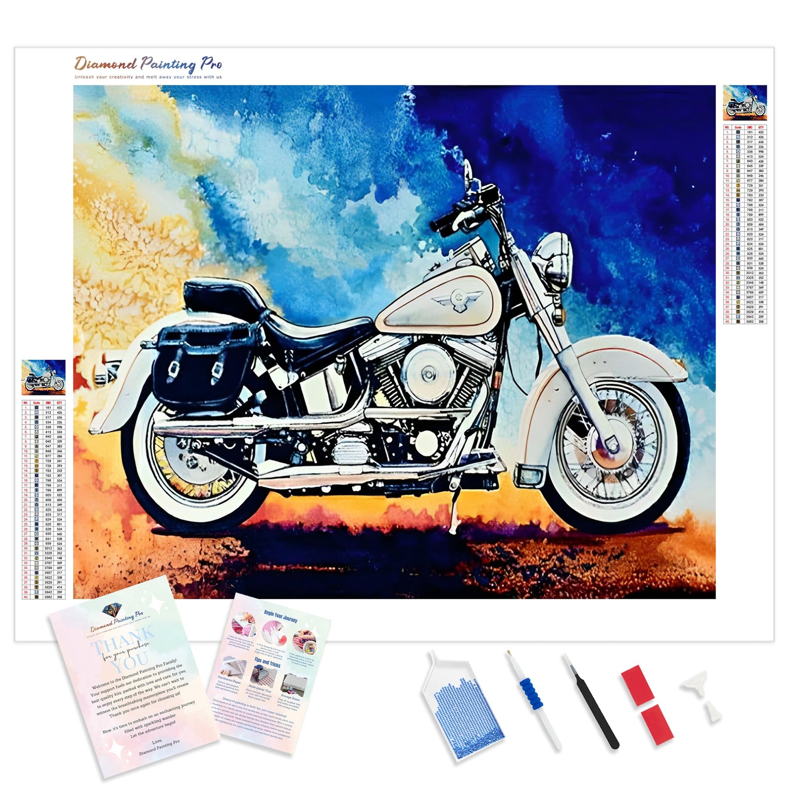 Harley Motorcycle | Diamond Painting Kit - Full Drill - Square or Round Diamonds with AB Drills Option