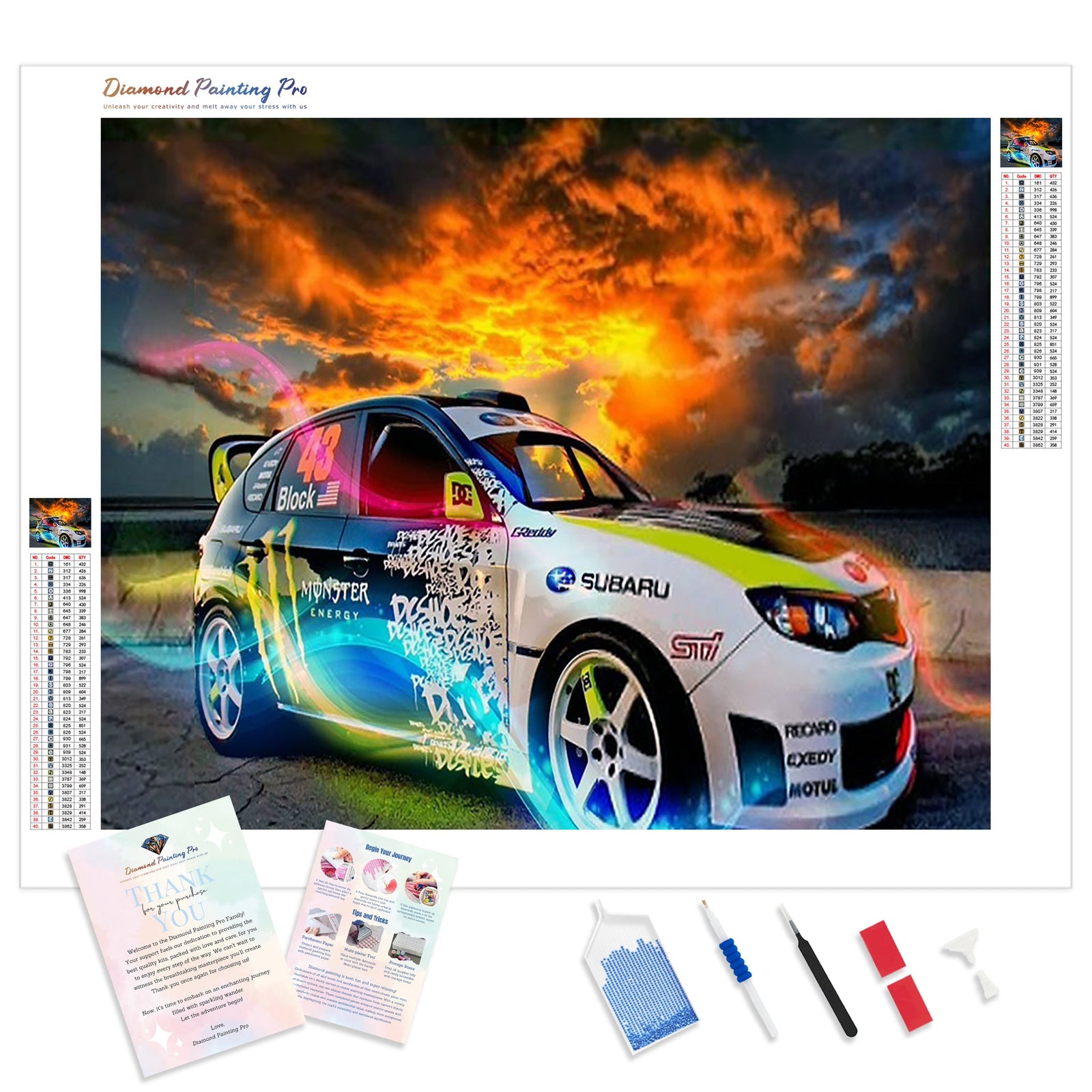 Sport Car on Fire | Diamond Painting Kit - Full Drill - Square or Round Diamonds with AB Drills Option