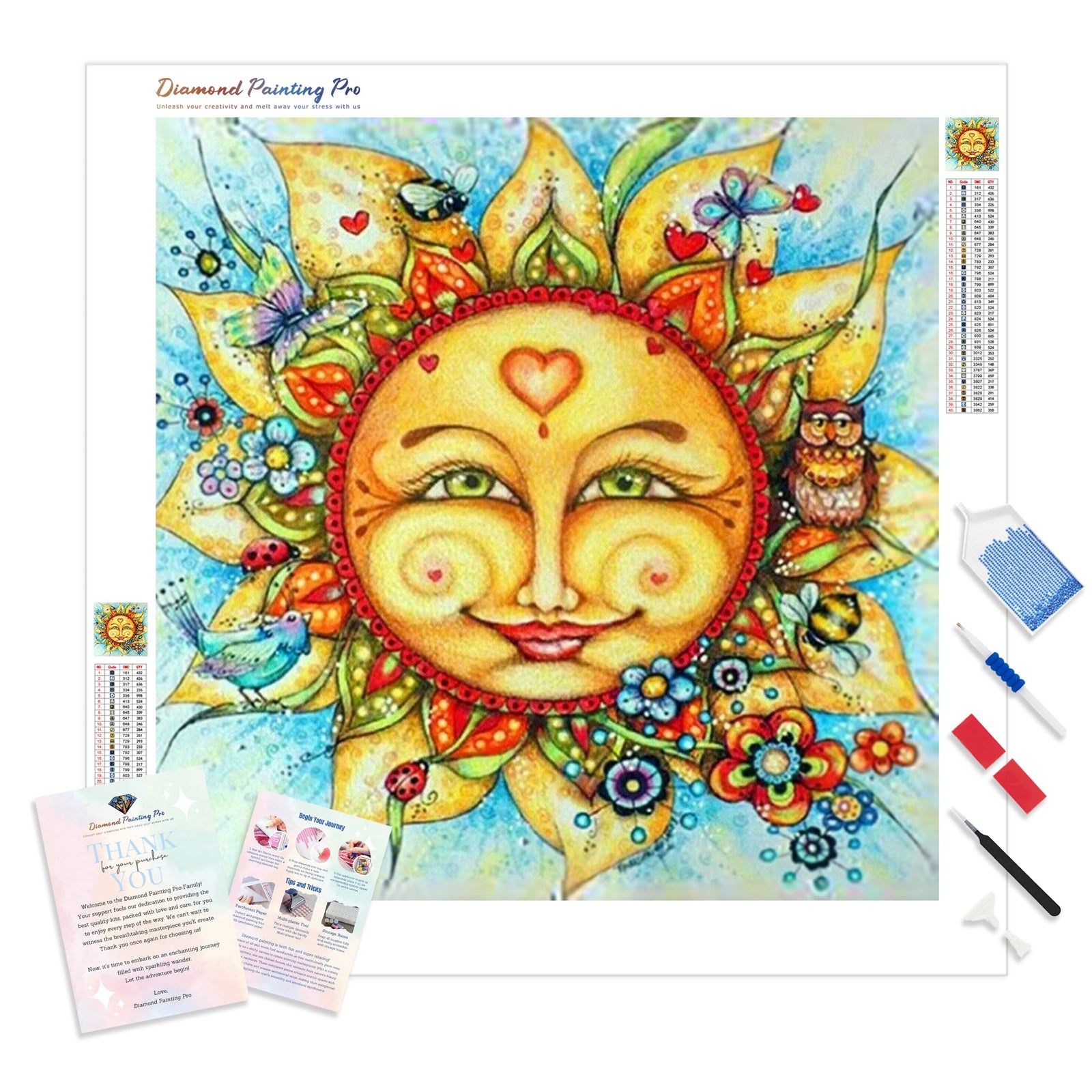 Cartoon Sun | Diamond Painting Kit - Full Drill - Square or Round Diamonds with AB Drills Option