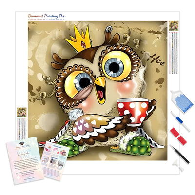 Cartoon Owl | Diamond Painting Kit - Full Drill - Square or Round Diamonds with AB Drills Option