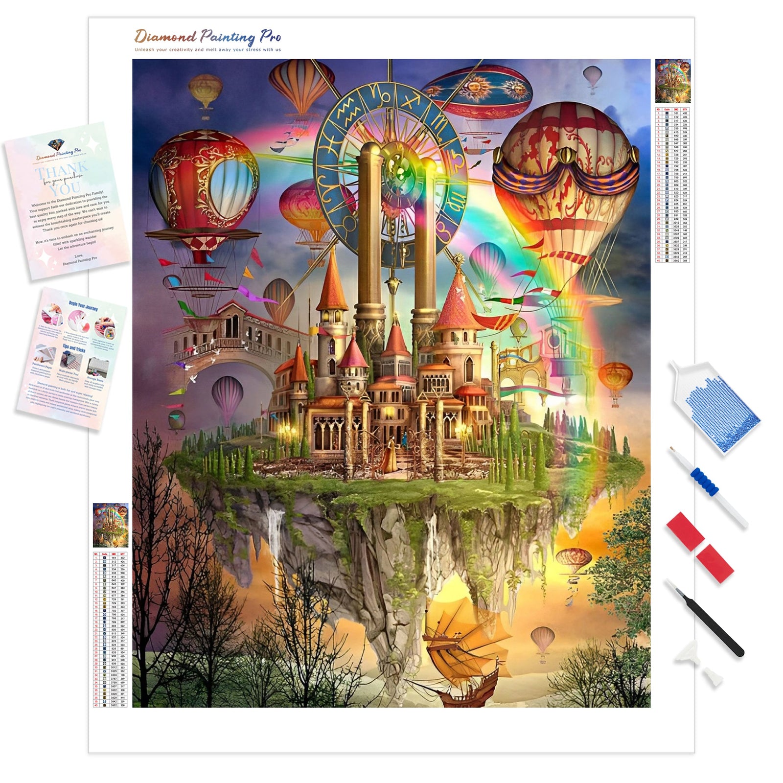 Floating Castle | Diamond Painting Kit - Full Drill - Square or Round Diamonds with AB Drills Option