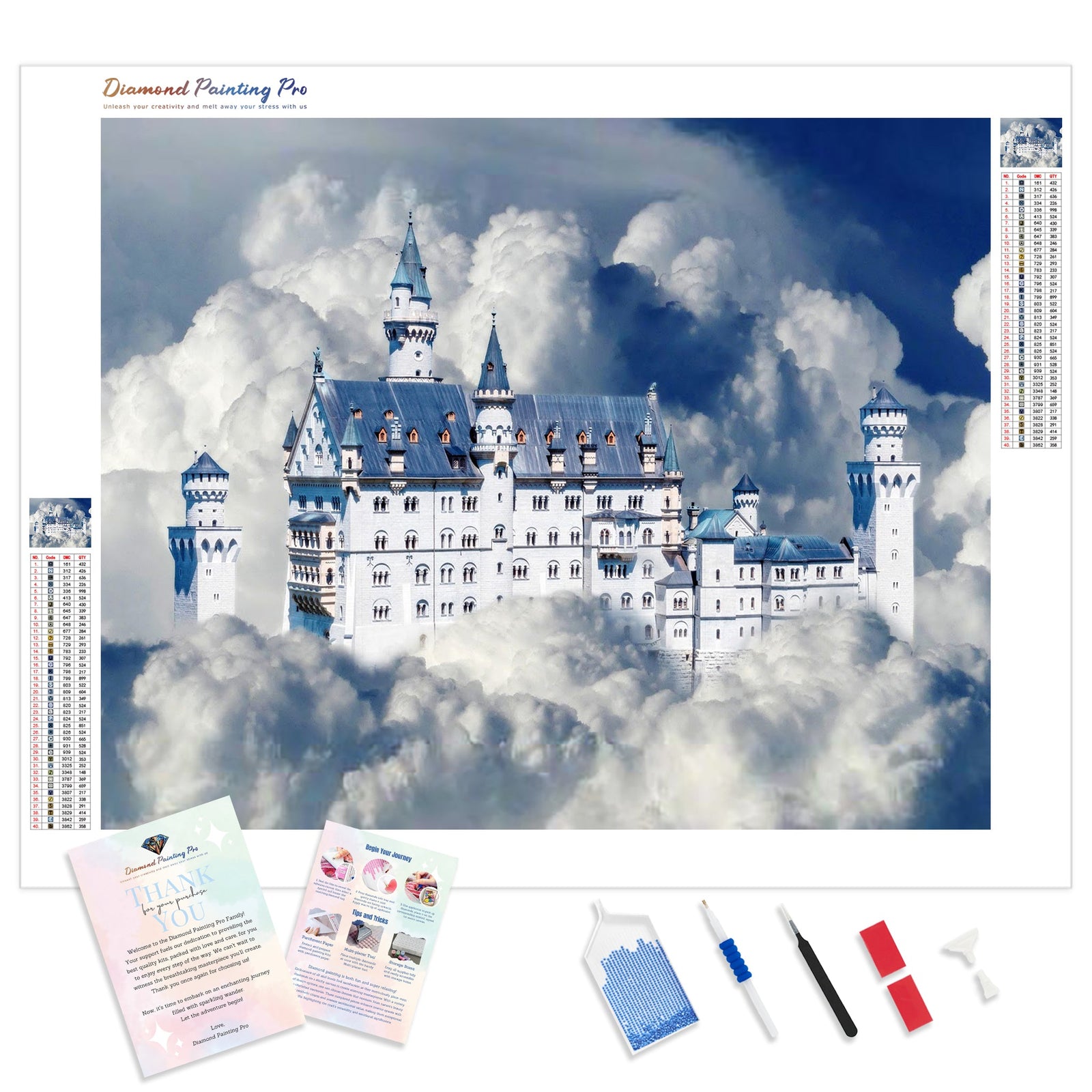 Castle in the Clouds | Diamond Painting Kit - Full Drill - Square or Round Diamonds with AB Drills Option