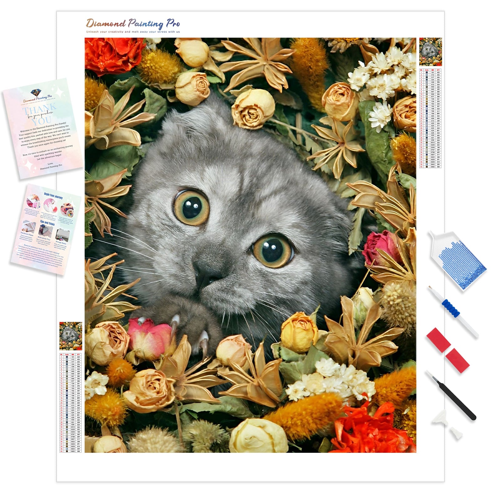 Cats in Flowers | Diamond Painting Kit - Full Drill - Square or Round Diamonds with AB Drills Option