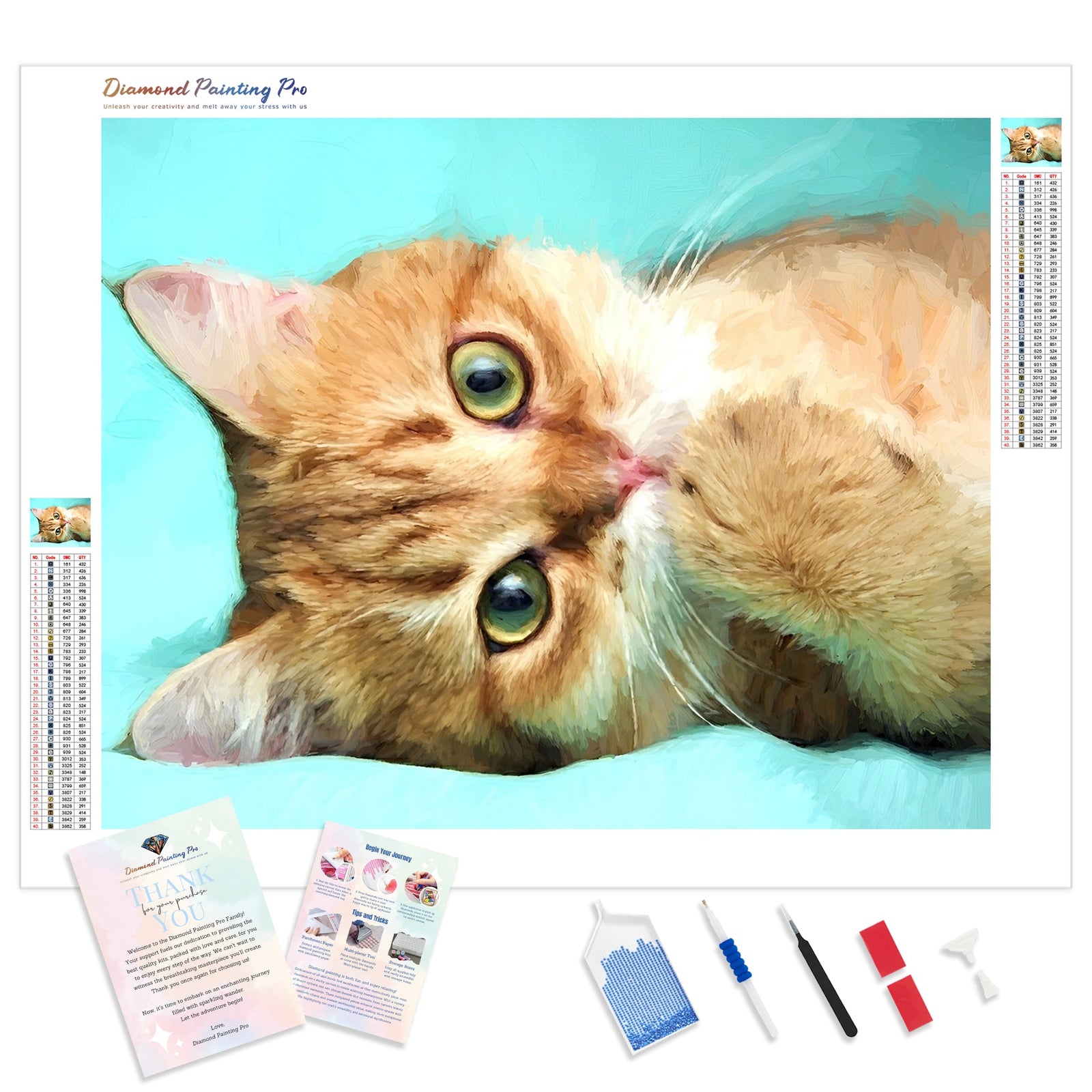 Cute Ginger Cat | Diamond Painting Kit - Full Drill - Square or Round Diamonds with AB Drills Option