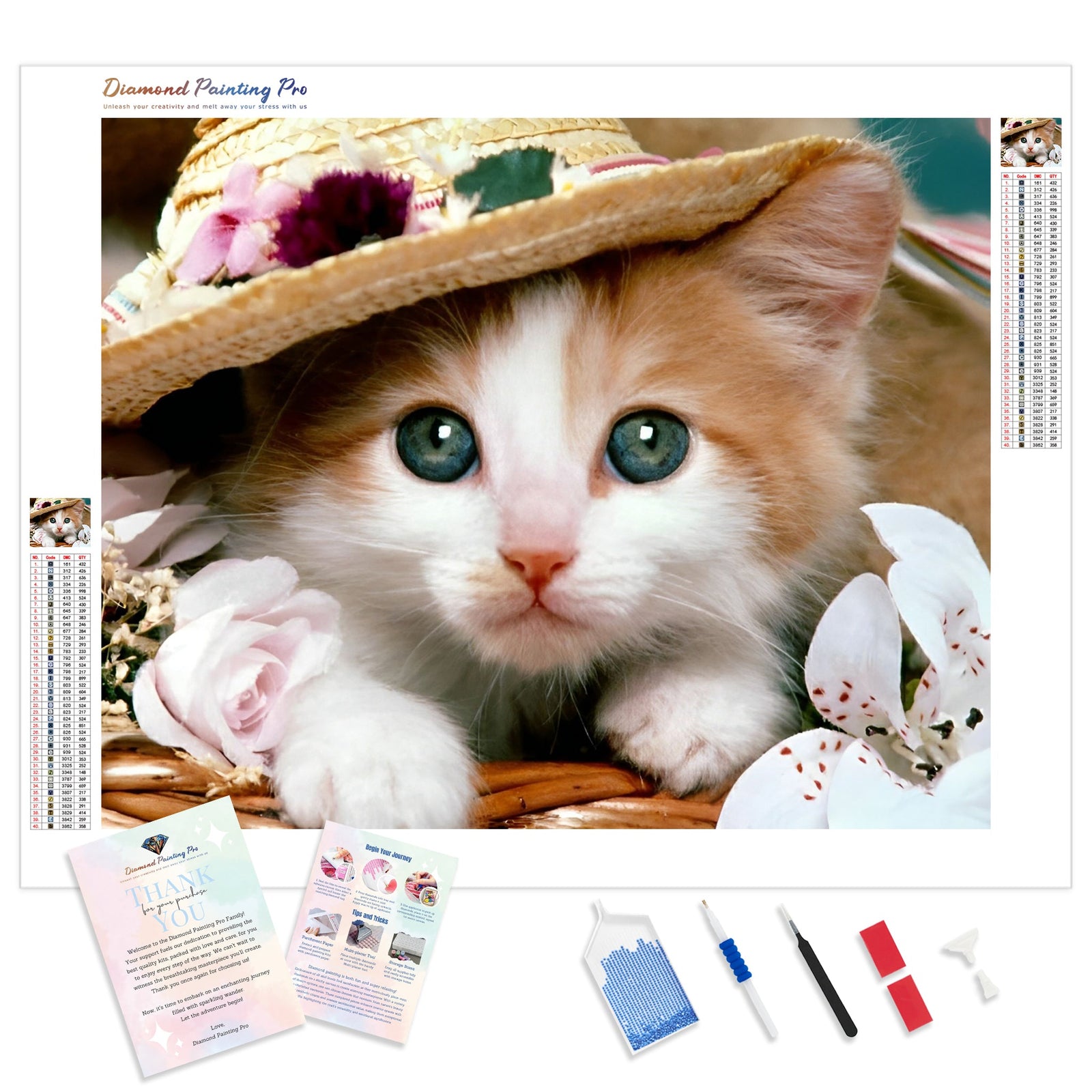 Cute Kitty | Diamond Painting Kit - Full Drill - Square or Round Diamonds with AB Drills Option