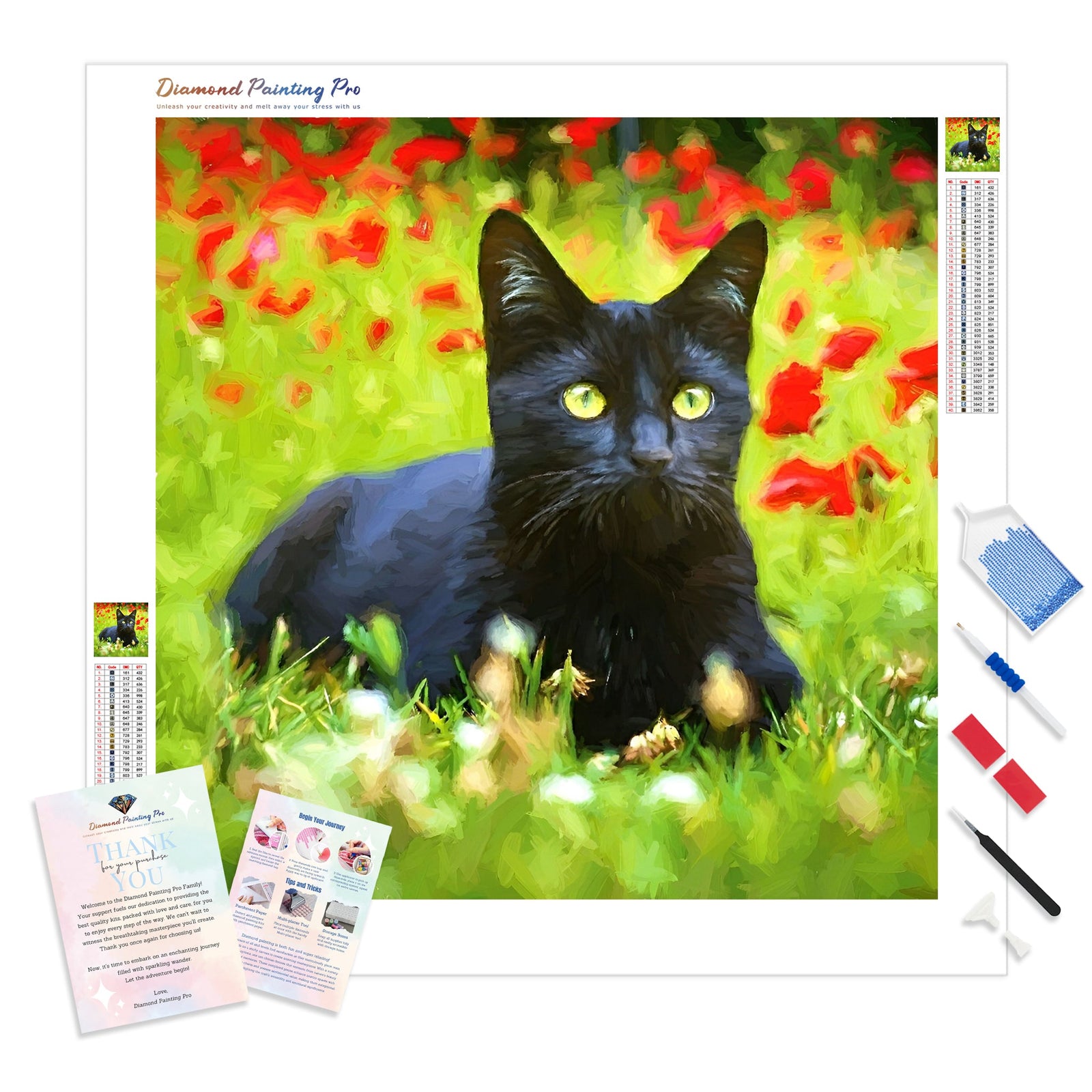 Happy Black Cat | Diamond Painting Kit - Full Drill - Square or Round Diamonds with AB Drills Option