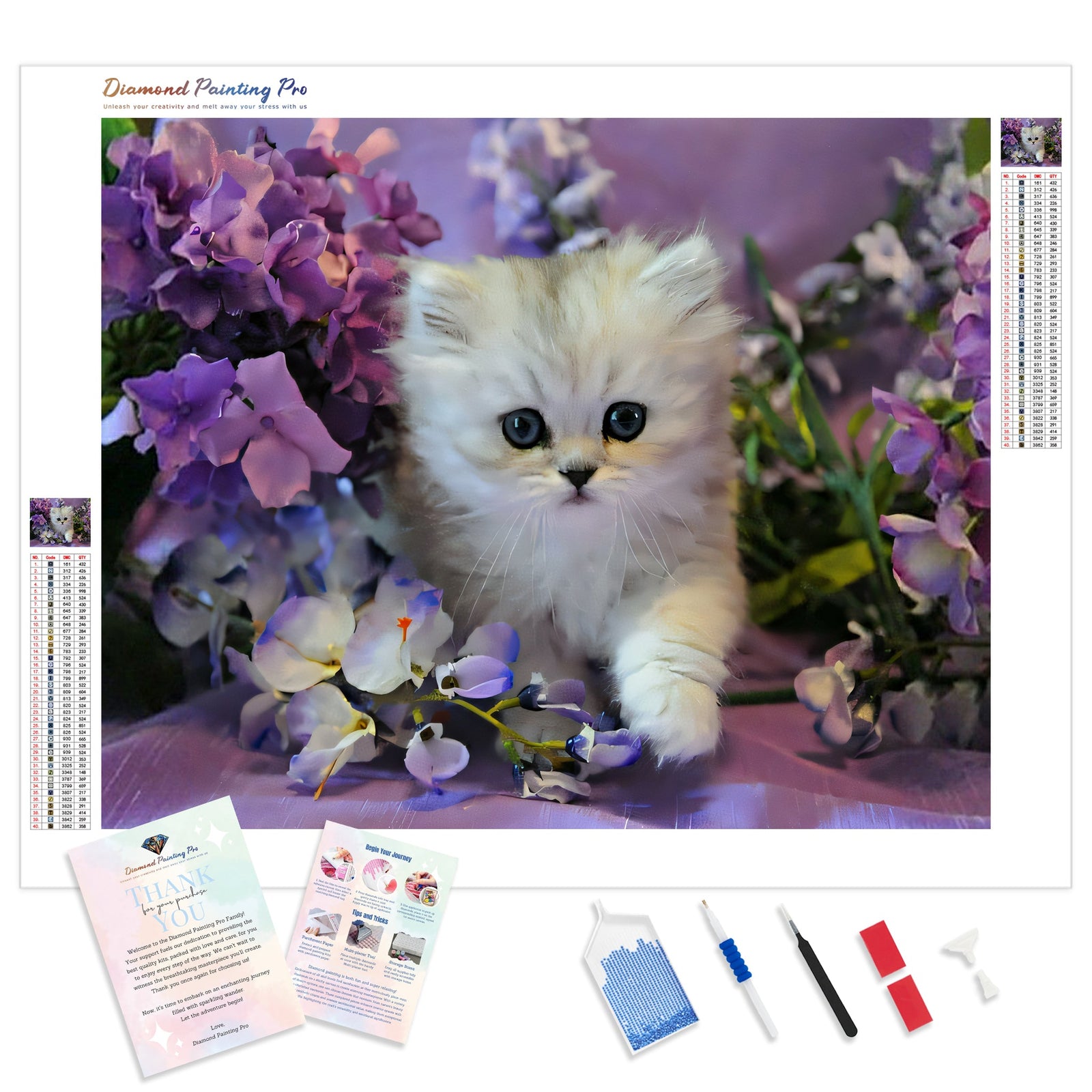 Kitten | Diamond Painting Kit - Full Drill - Square or Round Diamonds with AB Drills Option