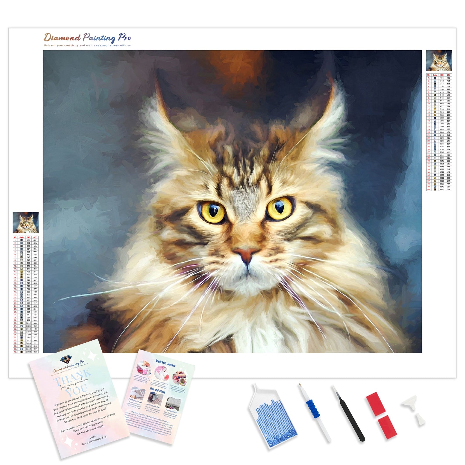 Maine Coon Gaze | Diamond Painting Kit - Full Drill - Square or Round Diamonds with AB Drills Option