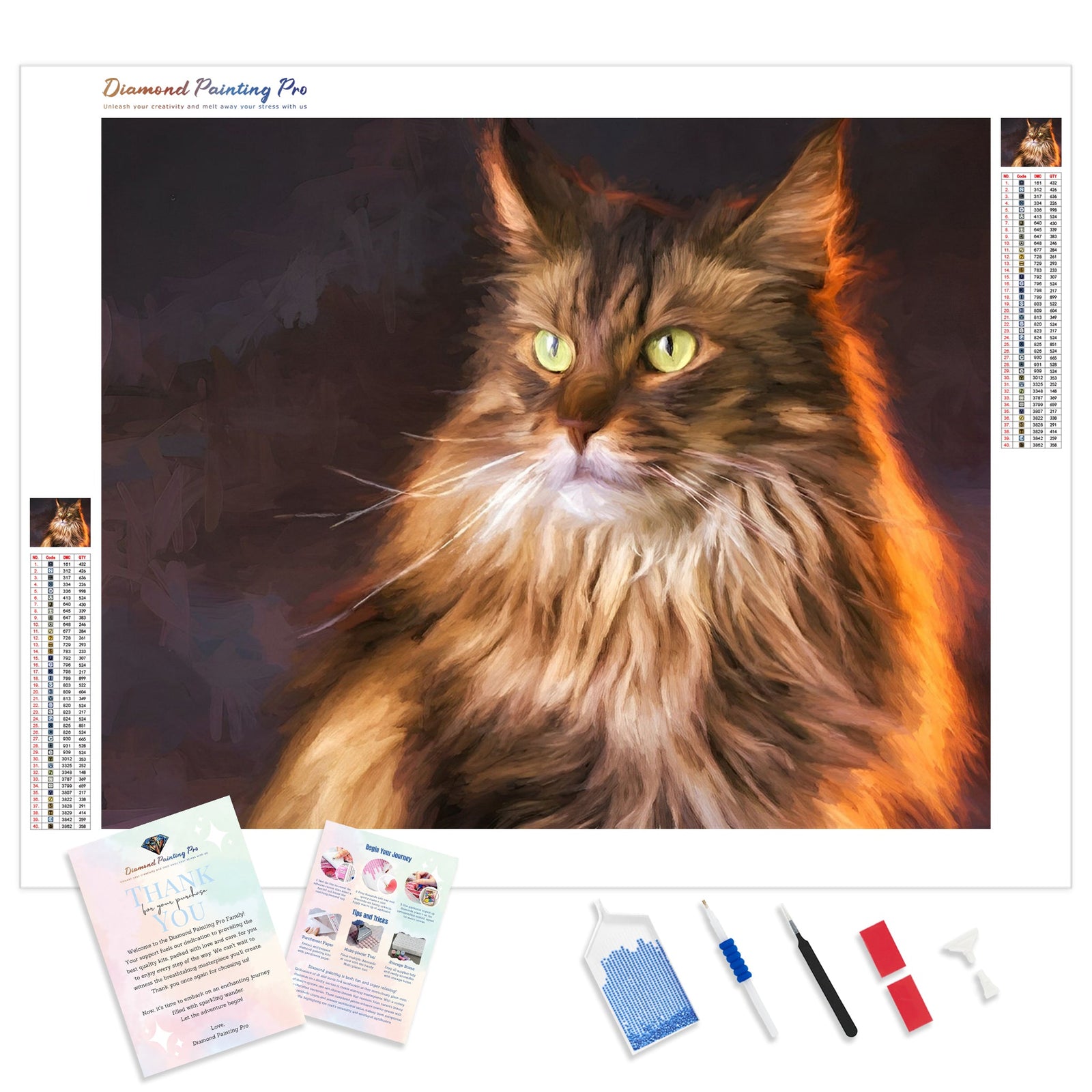 Maine Coon | Diamond Painting Kit - Full Drill - Square or Round Diamonds with AB Drills Option