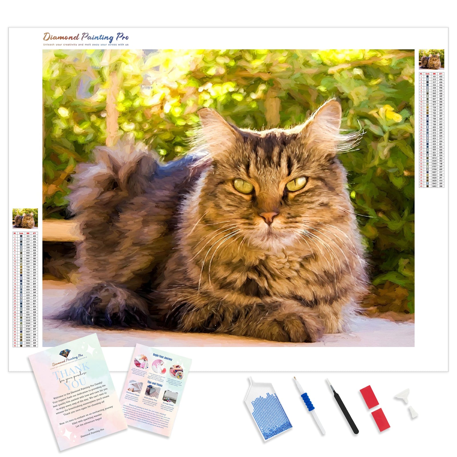 Colorful Tabby Cat | Diamond Painting Kit - Full Drill - Square or Round Diamonds with AB Drills Option