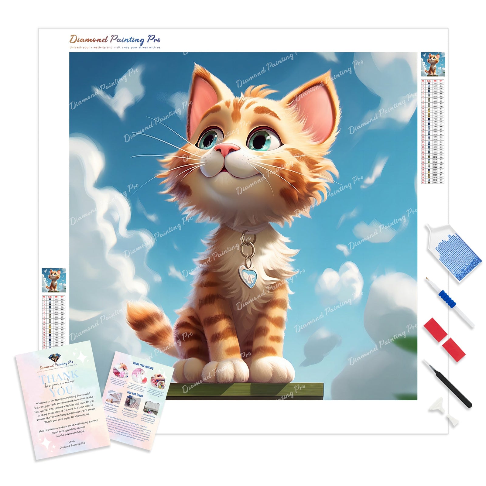 Orange Tabby Cat Gaze | Diamond Painting Kit - Full Drill - Square or Round Diamonds with AB Drills Option